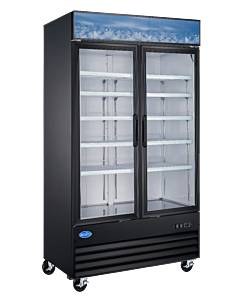 Zanduco 49" 2-Glass Door Merchandiser Freezer Black with 821L Capacity - 110V, 876W