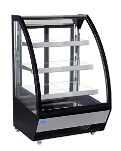 Zanduco 36" Curved Glass Refrigerated Floor Showcase with 16 cu.ft. Capacity - 110V, 415W