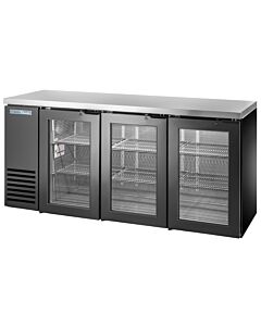 True TBB24-72-3G-Z1-SFT-B-1 72" Back Bar Refrigerator Three Swinging Glass Doors- Black - USA