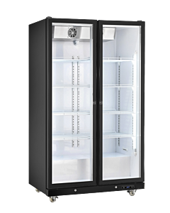 Zanduco 48" Black Refrigerator Two Glass Door Merchandiser with LED and 1000L Capacity - 115V, 380W