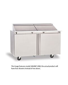 Delfield D4464NP-24M 64" Mega Top Salad Prep Table with Four Drawers (24) 1/6 size pan capacity 21.6 cu.ft. - 115V/60/1 - USA