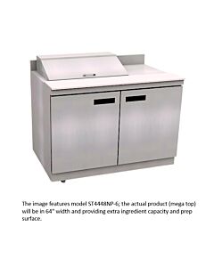 Delfield ST4464NP-18M 64" Mega Top Salad Prep Table with 4" Backsplash (18) 1/6 size pan capacity21.6 cu.ft. - 115V/60/1 - CA