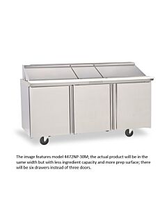 Delfield D4472NP-24M 72" Mega Top Salad Prep Table with Six Drawers (24) 1/6 size pan capacity 21.6 cu.ft. - 115V/60/1 - USA