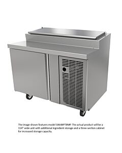 Delfield 186114PTBMP 114" Mechanically Cooled Refrigerated Pizza and Sandwich tables (28) 1/6 Pan Capacity 30.9 cu. Ft - 115V/60/1