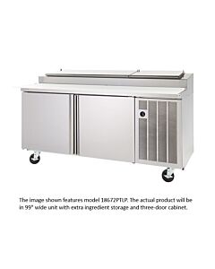 Delfiled 18699PTLP 99" LiquiTec Cooled Prep Table (24) 1/6 Pan Capacity 25.07 cu. Ft. - 115V/60/1