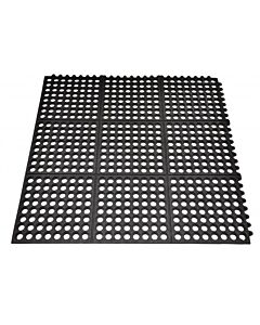 Omcan Black Anti-Fatigue Mat with Interlocking Edges, 3' x 3'