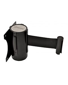 Omcan Steel Wall-Mounted Crowd Control System with Retractable Belt Barrier - Black