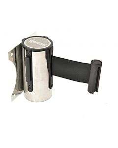 Omcan Steel Wall-Mounted Crowd Control System with Retractable Belt Barrier - Stainless Steel