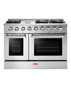 Omcan 48" 6-Burner Residential Gas Range with 30" and 18" Ovens with Infrared Broil Burner and 135,000 BTU - Natural Gas - USA
