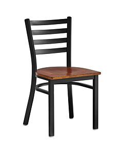 Omcan 47170 Metal Ladder Back Chair with Walnut Wood Seat