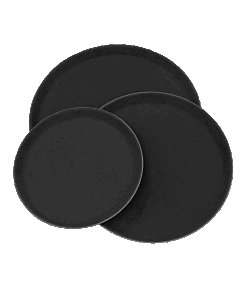 Omcan 11" Non-Slip Service Tray Round NSF Black Deluxe - CA