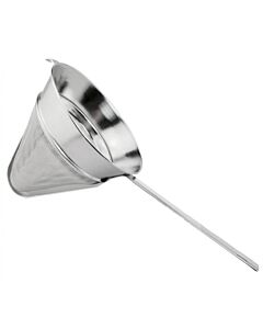 Omcan 10" Stainless Steel Reinforced 40 Mesh Bouillon Strainer with Flat Handle - USA