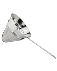 Omcan Stainless Steel 40 Mesh Reinforced Bouillon Strainer with Flat Handle