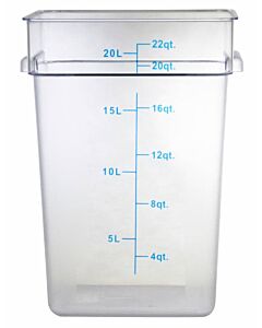 Omcan 22 Qt. Clear Square Polycarbonate Food Storage Container - CA
