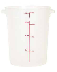 Omcan 8 QT Translucent Round Polypropylene Food Storage Container - USA