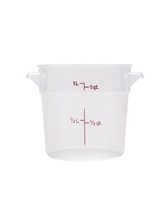 Omcan 1 Qt. Translucent Round Polypropylene Food Storage Container - USA