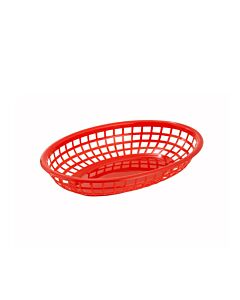 Omcan 10" x 7" Premium Plastic Oval Basket - Red, 12/Case - CA