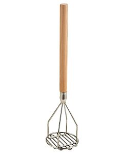 Omcan 5" Round-Faced Potato Masher - 24" Wooden Handle - CA