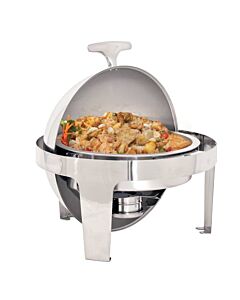 Omcan 5.6 L / 6 qt Round Stainless Steel Roll Top Chafer