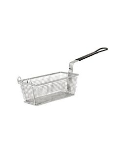 Omcan 11" x 5 5/8" x 4 1/8" H Nickel Plated Iron Fryer Basket with Front Hook