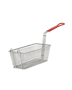 Omcan 12 7/8" x 6 1/2" x 5 3/8" H Nickel Plated Iron Fryer Basket with Front Hook