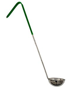 Omcan 4 oz. One-Piece Stainless Steel Ladle with Green Handle - USA