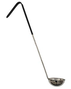 Omcan 6 oz. One-Piece Stainless Steel Ladle with Black Handle - USA