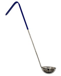 Omcan 8 oz. One-Piece Stainless Steel Ladle with Blue Handle - USA