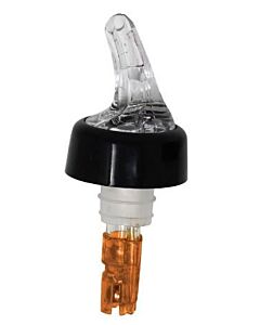 Omcan 1/2 oz. Clear Spout / Orange Tail Measured Liquor Pourer with Collar 12/Pack - USA