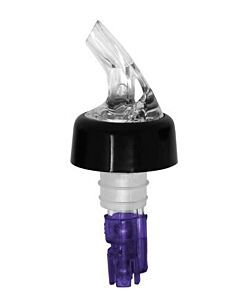 Omcan 1.125 oz. Clear Spout / Purple Tail Measured Liquor Pourer with Collar 12/Pack - USA