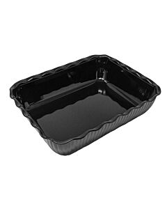 Omcan 13" x 10.31" x 3.25" Scalloped Deli Crock, 5 lbs. Capacity - Black