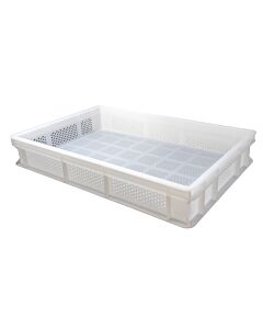 Omcan 23.6” x 15.7” x 3.93” Polypropylene Pasta Tray with Perforated Base and Sides - White
