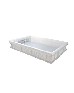 Omcan 23.6” x 15.7” x 3.93” Polypropylene Pasta Tray with Solid Base and Perforated Sides Tray - White