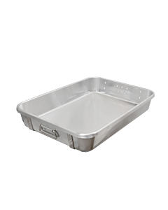Omcan 24" x 18" x 4" 10-Gauge Heavy Duty Aluminum Double Roaster Pan with Straps and Handles