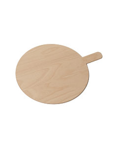 Omcan 15.7" x 0.3" Beech Round Pizza Serving Board with 3.9" Handle