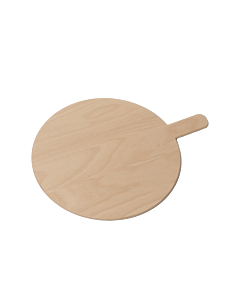 Omcan 19.7" x 0.3" Beech Round Pizza Serving Board with 3.9" Handle