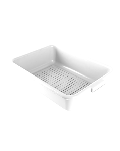 Omcan 21.5" x 15.5" x 5" Standard Polypropylene Perforated Bus/Dish Box - White