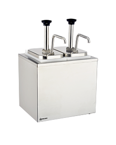Omcan Stainless Steel Double 2 x 2L Pump Condiment Dispenser - CA