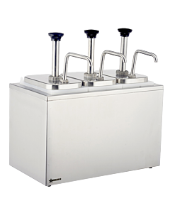 Omcan Stainless Steel Triple 3 x 2L Pump Condiment Dispenser - CA