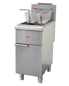 Omcan 35-40 lb Tube-Fired Liquid Propane Gas Floor Fryer – 90,000 BTU - CA