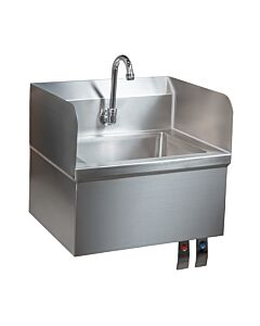 Zanduco Fabricated Hand Sink 15.25" x 17" x 13" with Knee Valve/Gooseneck, Side Splash and Drain Basket - USA