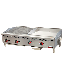 Omcan 48" Countertop Natural Gas Combination Charbroiler and Griddle Combo - 130,000 BTU