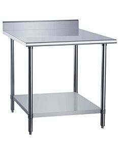 Dukers DCSTW-3024B Stainless Steel Work Table with Backsplash - 36" x 24" x 30" - USA