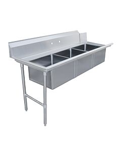 Zanduco 30" x 72" Left Side Soiled Dish Table with Three Sinks - USA