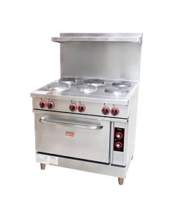 Omcan 36" Commercial Electric Range with 6 Burners and Standard Oven - 208V, 18kW, 51A