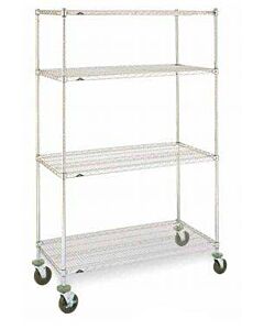 Metro 18" Depth Super Adjustable Chrome 4 Tier Mobile Shelving - A436BC, A456BC, A466BC