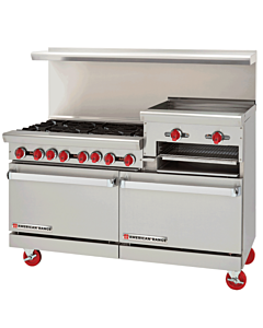 American Range AR-6B-36RG 72" Heavy Duty Gas Range with 6 Burners & 36" Raised Griddle - 322,000 BTU