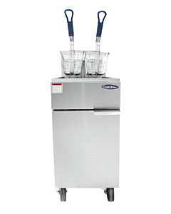 Atosa ATFS-40ES 16" Floor Gas Fryer with 40 lb. Capacity, 3 Burners, and Manual Control - 66 000 BTU - CA