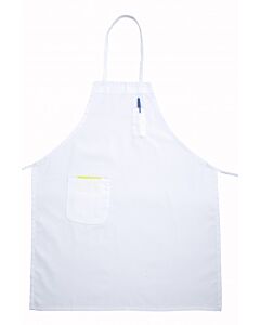 Winco BA-PWH Full Length Bib Apron with Pocket, White - USA