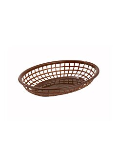 Omcan 10" x 7" Premium Plastic Oval Basket - Brown, 12/Case - CA
